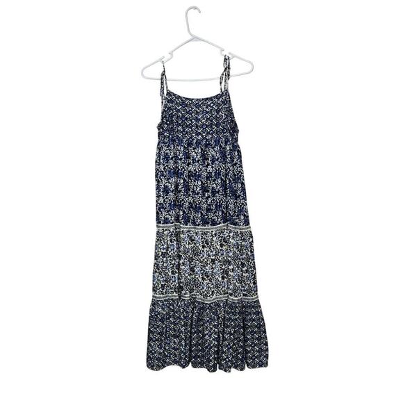 Sadie & Sage Tiered Eyelet Midi Dress Floral Sleeveless Tie Straps Sz Small Boho - Picture 2 of 11